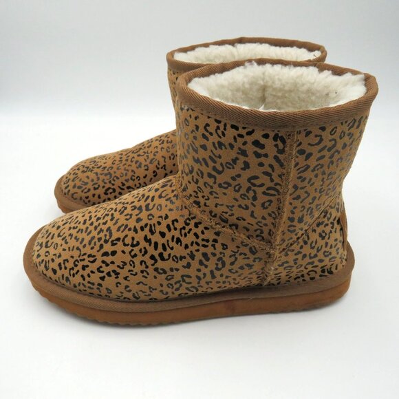EMU Ridge Australia Boots Size 8 Leopard Print Ankle Boots Fleece Lining - Picture 4 of 10